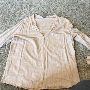 Express Beige Button-Down Blouse